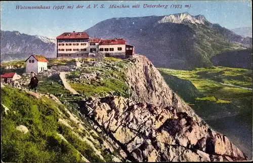 Ak Berchtesgaden in Oberbayern, Watzmann, Watzmannhaus, AVS München, Untersberg