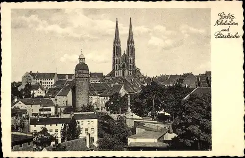 Ak Görlitz in der Lausitz, Nikolaiturm, Peterskirche