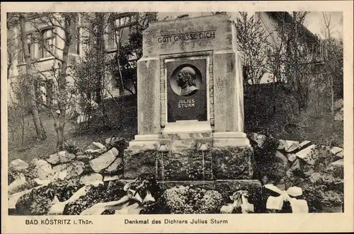 Ak Bad Köstritz in Thüringen, Denkmal des Dichters Julius Sturm