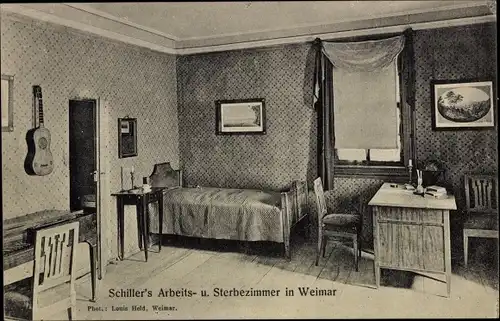 Ak Weimar in Thüringen, Schillerhaus, Schillers Arbeits- und Sterbezimmer