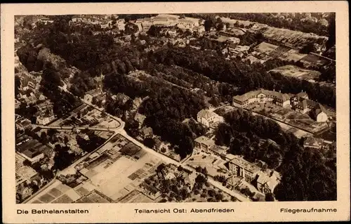 Ak Bethel Bielefeld in Nordrhein Westfalen, Bethelanstalten, Teilansicht Ost: Abendfrieden, Luftbild