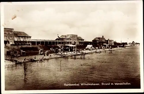 Ak Wilhelmshaven an der Nordsee, Strand m. Wandelhallen