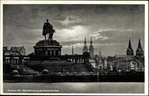 Ak Koblenz am Rhein, Abendstimmung am deutschen Eck