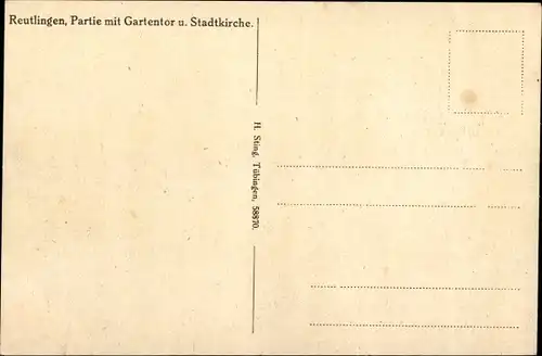 Ak Reutlingen in Württemberg, Partie mit Gartentor u. Stadtkirche