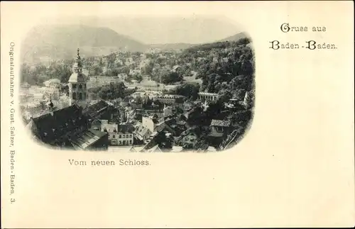 Ak Baden Baden am Schwarzwald, Blick vom neuen Schloss