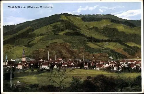 Ak Haslach im Kinzigtal Schwarzwald, Blick zum Herrenberg