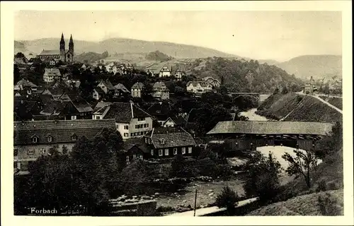 Ak Forbach im Murgtal Baden Württemberg, Blick auf den Ort, Kirchturm, Brücke