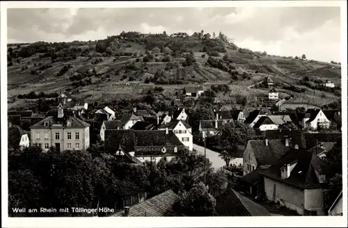 Ak Weil am Rhein in Baden Württemberg, Totalansicht vom Ort, Vogelschau, Tüllinger Höhe