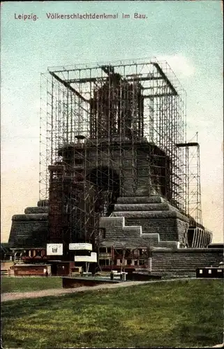 Ak Leipzig in Sachsen, Völkerschlachtdenkmal im Bau