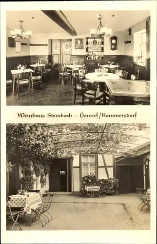 Ak Rommersdorf Bad Honnef am Rhein, Weinhaus Steinbach, Blick in Gastraum, Außenterrasse