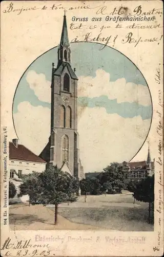 Ak Gräfenhainichen in Sachsen Anhalt, Kirche, Straßenpartie