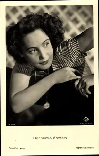 Ak Schauspielerin Hannelore Schroth, Portrait, Ufa Film