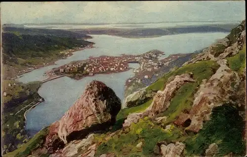Ak Bergen Norwegen, Landschaft