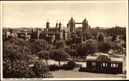 Ak London City England, The Tower and Tower Bridge