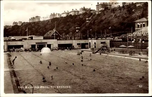 Ak Folkestone Kent England, The Bathing Pool