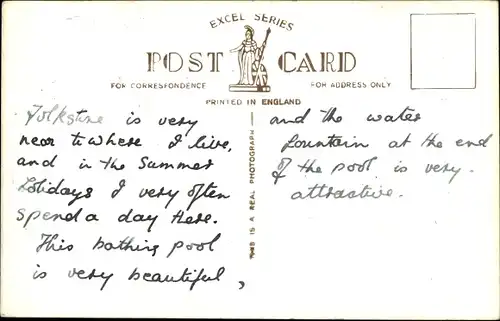 Ak Folkestone Kent England, The Bathing Pool