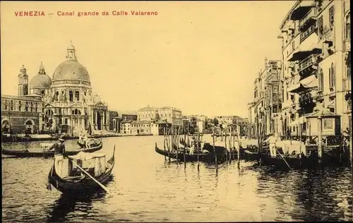 Ak Venezia Venedig Veneto, Canal Grande da Calle Valareno