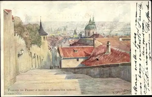 Künstler Ak Praha Prag Tschechien, Pohled z Novych Zameckych Schodu