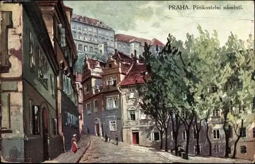 Künstler Ak Praha Prag Tschechien, Pětikostelní náměstí