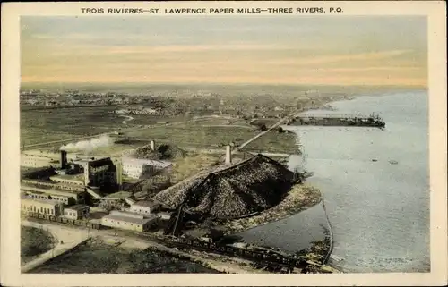 Ak Trois Rivières Three Rivers Québec Kanada, St. Lawrence Paper Mills, Luftansicht