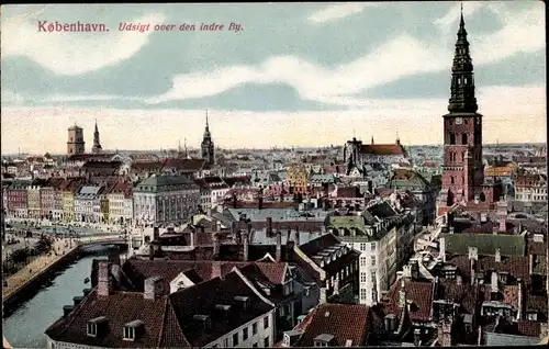 Ak København Kopenhagen Dänemark, Udsigt over den indre By, Kirchturm