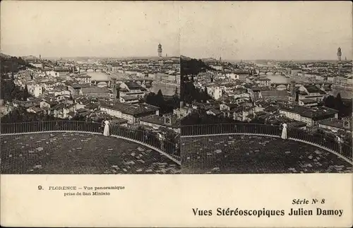 Stereo Ak Firenze Florenz Toscana, Panorama, San Miniato