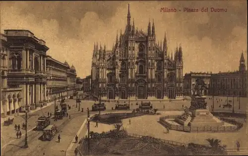 Ak Milano Mailand Lombardia, Piazza del Duomo