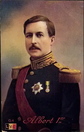 Ak Albert 1er, König von Belgien, Portrait in Uniform