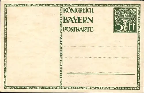 Ganzsachen Künstler Ak Diez, M., Prinzregent Luitpold von Bayern 1911, 5 Pfennig