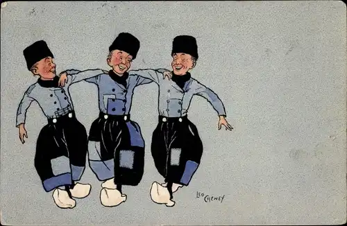 Künstler Litho Cheney, Leo, Männer in niederländischen Trachten
