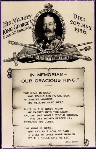 Gedicht Ak In Memoriam Our Gracious King, King George V