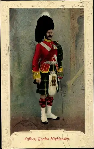 Präge Passepartout Ak Officer, Gordon Highlanders