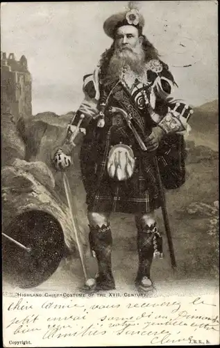 Litho Highland Chief, Costume of the XVII Century, Schotte in Tracht