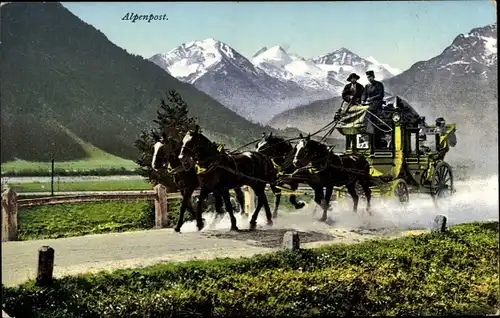Ak Schweiz, Alpenpost, Postkutsche