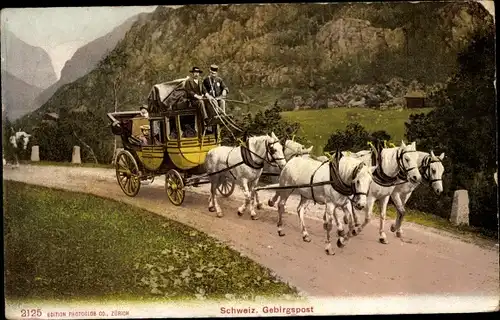Ak Schweiz, Gebirgspost, Postkutsche