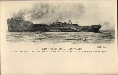 Ak Saint Pierre de la Martinique, Le Steamer Roraima, Reederei Quebec Steamship Company