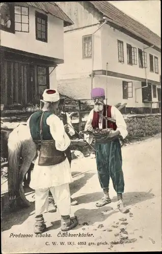 Ak Serbien, Männer in serbischen Trachten, Händler
