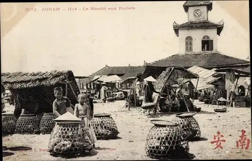 Ak Hue Annam Vietnam, Le Marché aux Poulets, Hühnermarkt