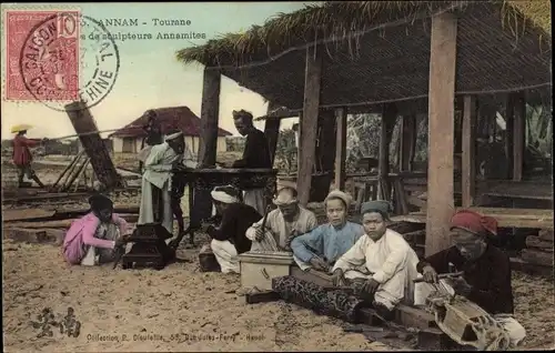 Ak Annam Vietnam, Tourane, Atelier de Sculpteurs annamites