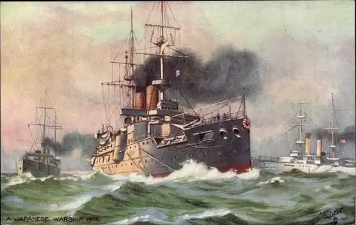 Künstler Ak The Japanese Navy, A Japanese Warship, Japanisches Kriegsschiff
