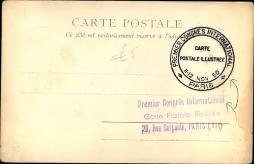 Ak Premier Congres International Carte Postale Illustrée Paris 1950