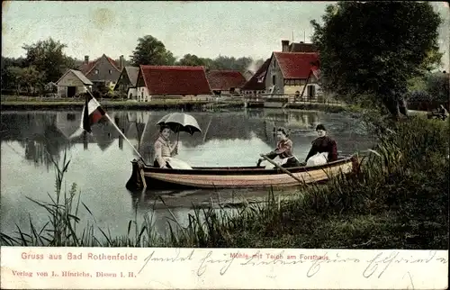 Ak Bad Rothenfelde am Teutoburger Wald, Mühle mit Teich am Forsthaus