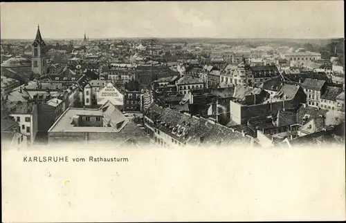 Ak Karlsruhe in Baden, Stadt vom Rathausturm aus gesehen