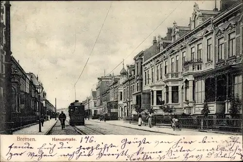 Ak Hansestadt Bremen, Hansastraße, Straßenbahn