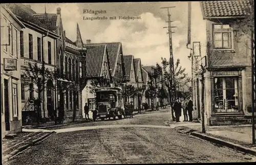 Ak Eldagsen Springe am Deister Niedersachsen, Langestraße, Reichspost, Postwagen, Geschäfte