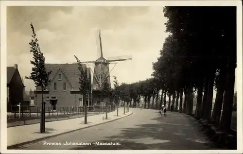 Ak Maassluis Südholland, Prinses Julianalaan, Molen