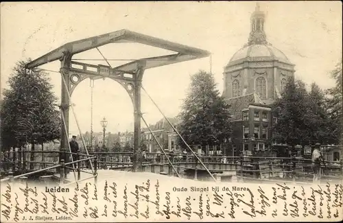 Ak Leiden Südholland Niederlande, Oude Singel bij de Mare
