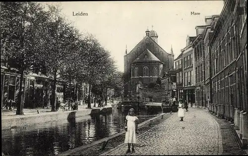 Ak Leiden Südholland Niederlande, Mare, Straßenpartie, Kinder