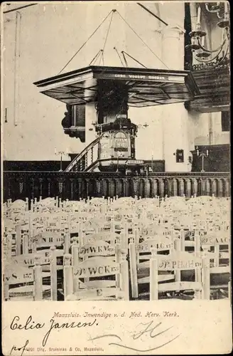 Ak Maassluis Südholland, Inwendige v. d. Ned. Herv. Kerk