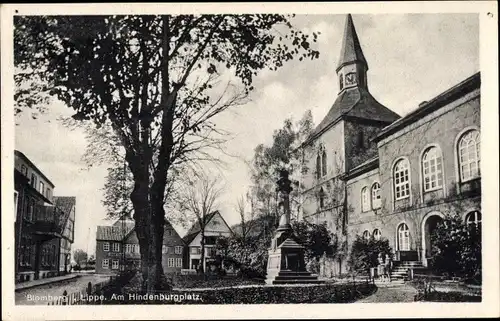 Ak Blomberg in Lippe, Hindenburgplatz, Denkmal